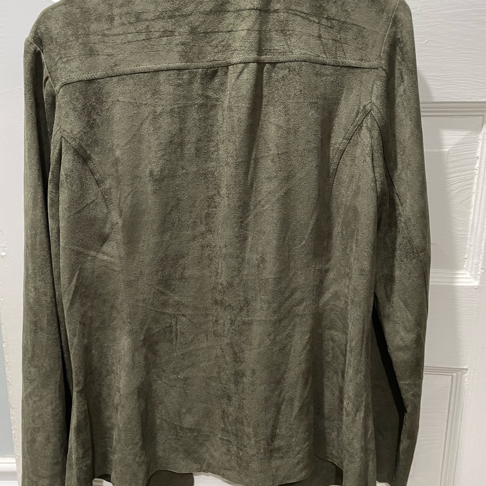 Floral Embroidered Olive Green Cardigan, Bohemian, Size Large - Picture 4 of 4